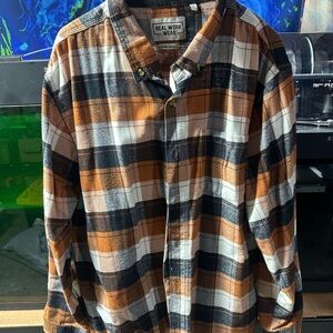 Men's Casual Plaid Shirt - Brown, Black, and White